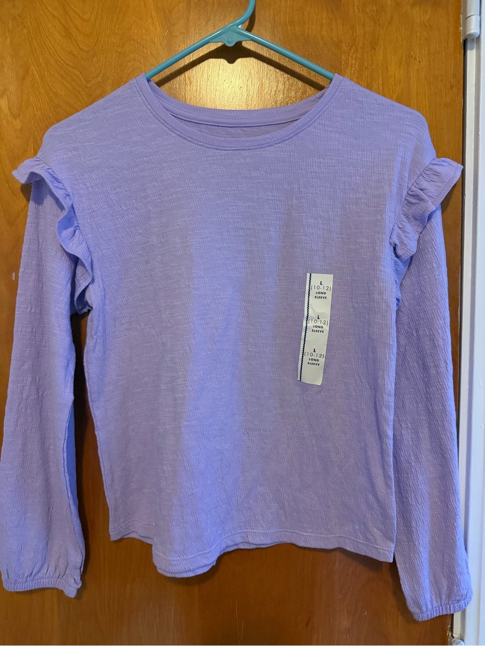 Cat & Jack Lavender Long Sleeve Ruffle Shoulder Tee